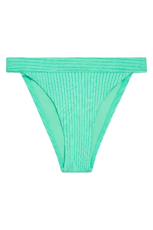 Navy core swimwear -Santorini Bottom - Turquoise Wide Rib