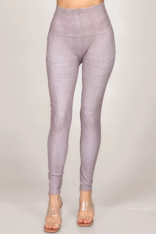 Ankle-slim sports legging -Washed Twill Printed Leggings