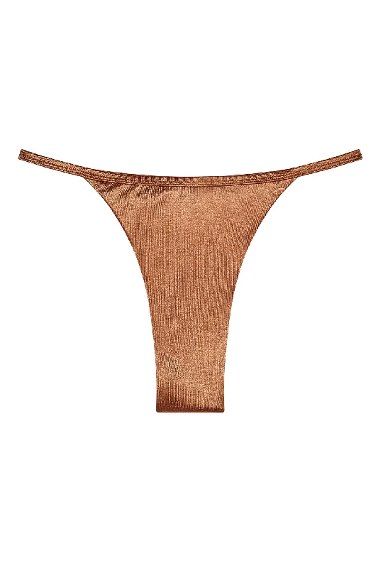 Zip-core swimwear -Kauai Bottom - Bronze Shiny Jersey