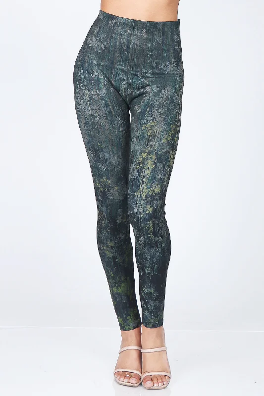 Indoor-core sports legging -Dappled Floral Cascade Print Leggings in Rosemary