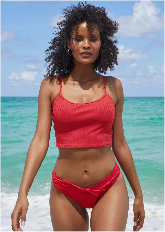 Sport-chic swimwear -Superrib Havana Bottom - Red