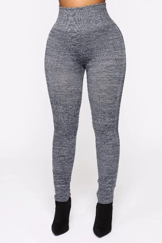 Warm-core sports legging -Curves Ahead High Rise Legging - Indigo