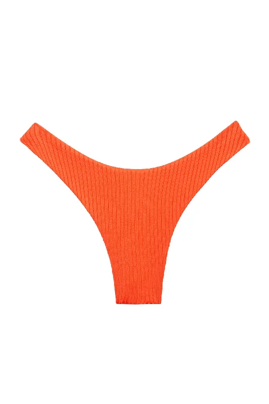 Surf-chic swimwear -Byron Bottom - Papaya Wide Rib