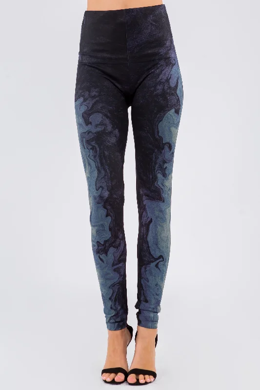 Eco-core sports legging -Swirling Paint Marble Leggings