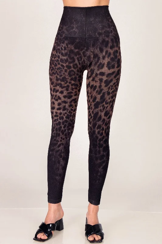 Vent-sleek sports legging -Brushed Leopard Ombre Printed Leggings