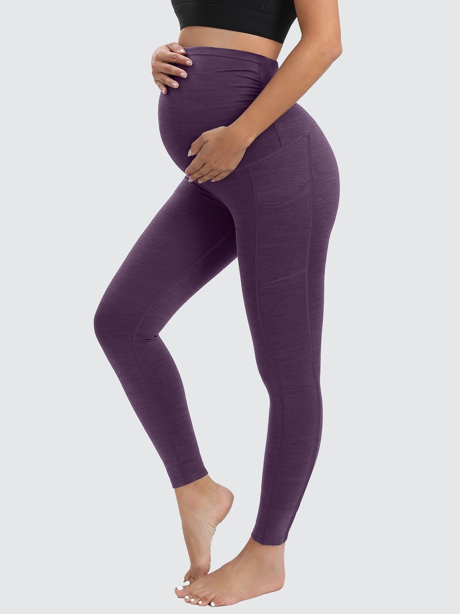 Grey fit sports legging -IUGA Supcream Buttery-soft Maternity Legging With Pockets