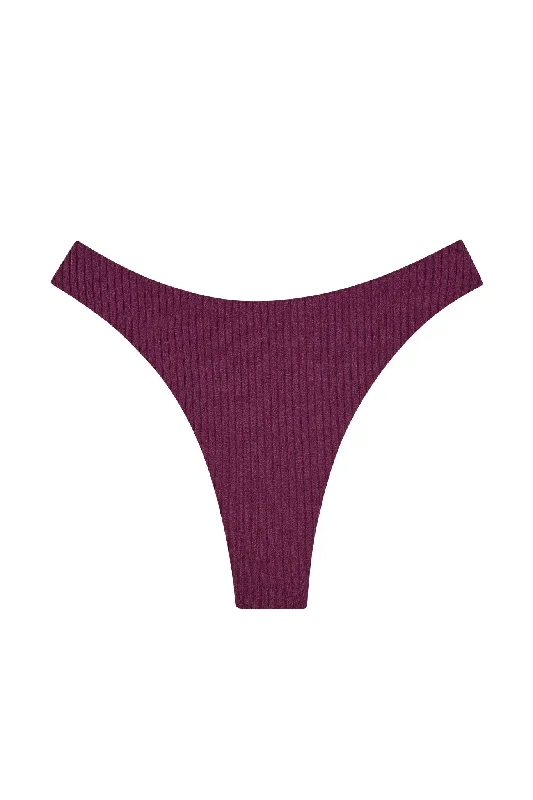 Chic-core swimwear -Capri Thong - Eggplant Wide Rib