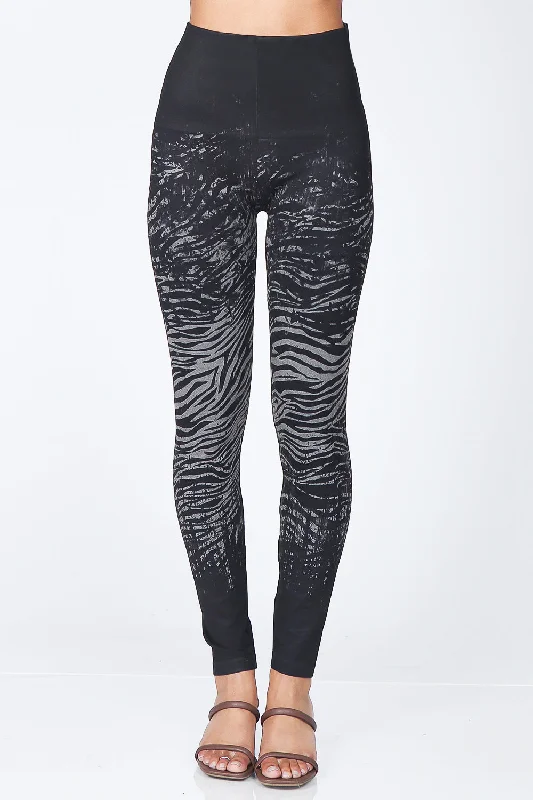 Tech-fit sports legging -Zebra Print Distressed Ombre Leggings