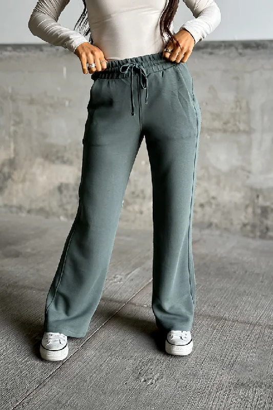 White active sports pant -Scuba Sweats - Sage