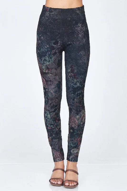 Dance-fit sports legging -Dark Romance Antique Floral Legging