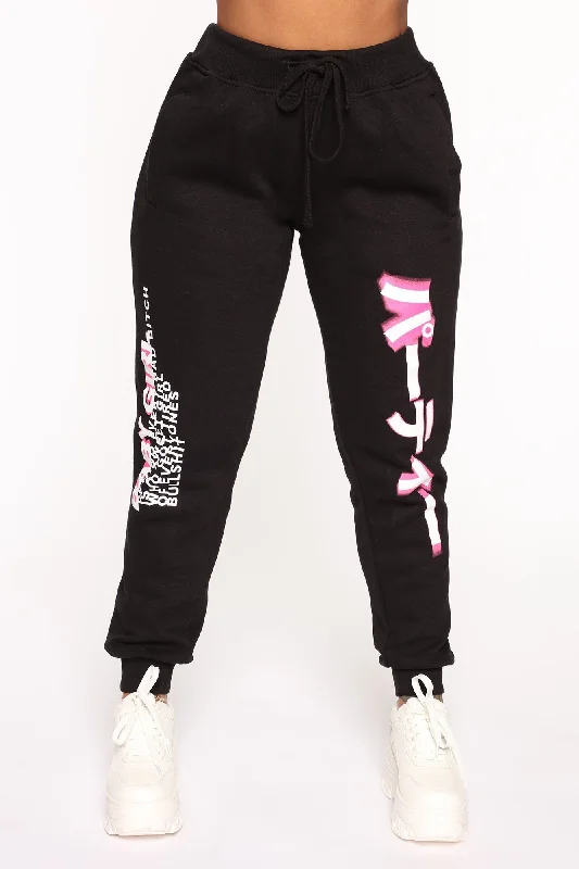 Purple flow sports pant -Foreign Babe Jogger - Black