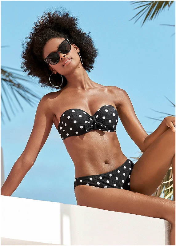 Bold-stripe swimwear -Low-Rise Bikini Bottom - Retro Dots