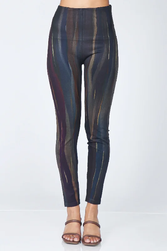 Long-fit sports legging -Desert Twilight Vertical Stripe Leggings