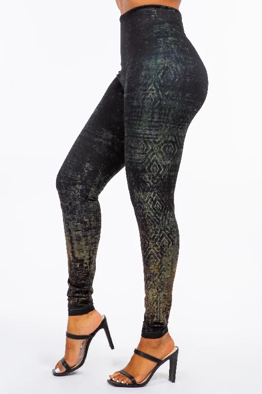 Cycle-ready sports legging -Abstract Geometric Print Leggings