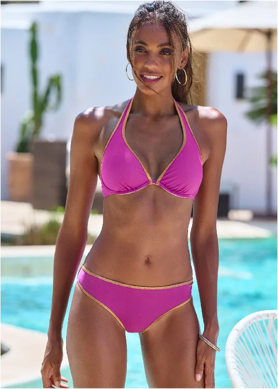 Smooth-core swimwear -Low-Rise Moderate Bottom - Pink Multi