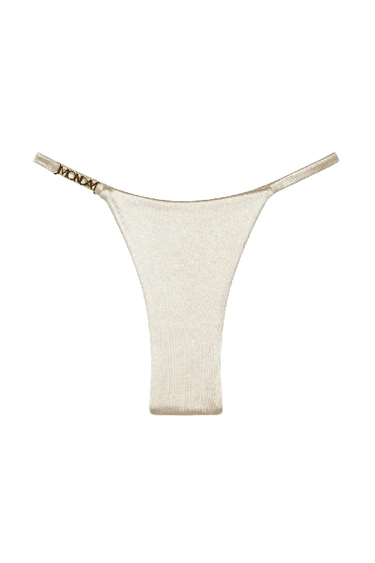 Fade-fit swimwear -Monday Thong - Champagne Shiny Jersey