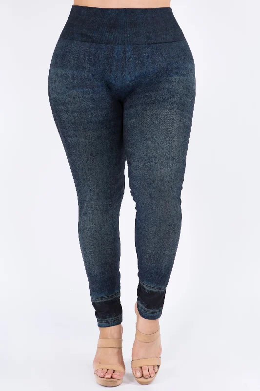 Grip-core sports legging -Denim Days Full Length Leggings (Plus Size)