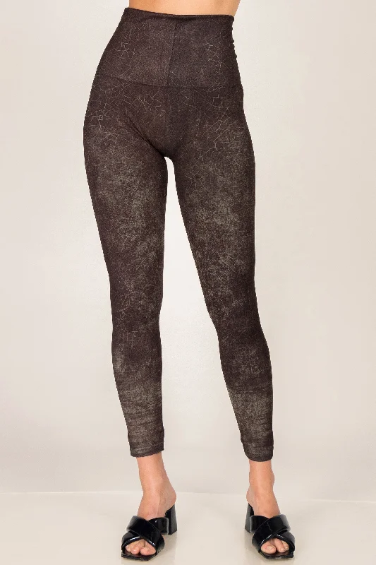 Light-core sports legging -Cracked Leather Print Legging