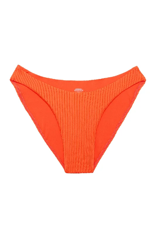 Sun-chic swimwear -Seychelles Bottom - Papaya Wide Rib