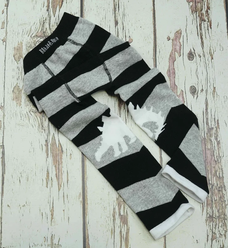 Eco-flow sports legging -Blade and Rose Junior Mono Stegosaurus Leggings 黑灰間條劍龍彈力中童褲(4-5y/5-6y)