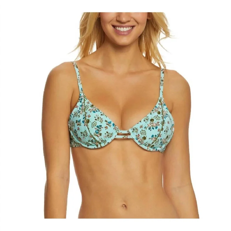 Burgundy Soft Sports Bra for Barre -Picturesque Underwire Bra Bikini Top In Aqua