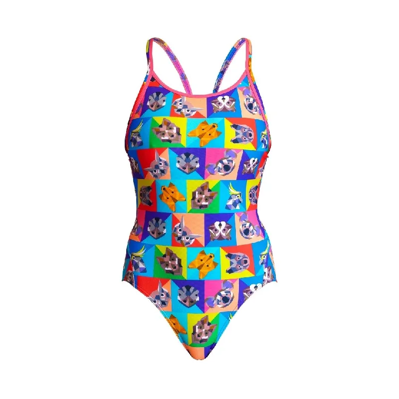 Pink flow swimwear -Rat Pack | Ladies Diamond Back One Piece