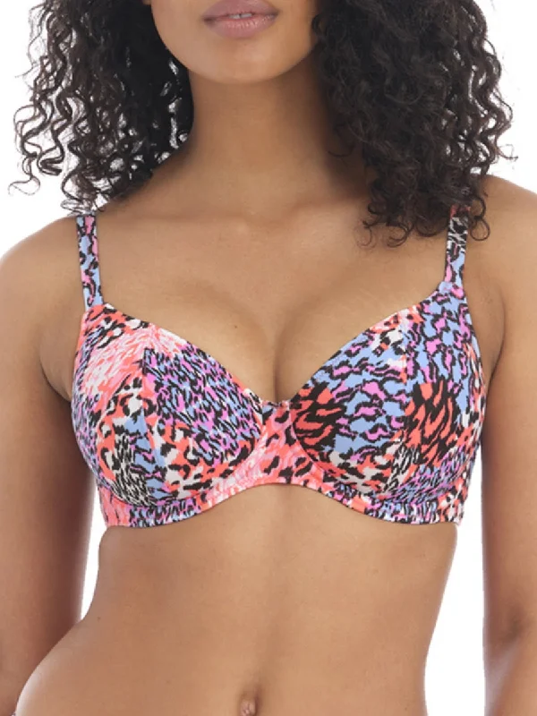 Ocean-core swimwear -Serengeti Haze Plunge Bikini Top - Multi