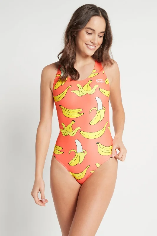 Bikini bold swimwear -Thick Strap Racer in Cool Bananas