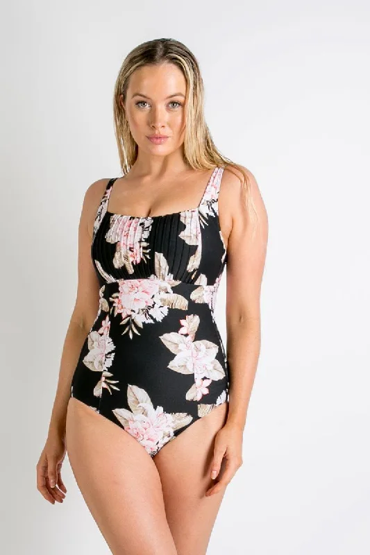 Plus-size chic swimwear -Sunseeker SS51424DDE Albury DD/E Square Neck One Piece Black