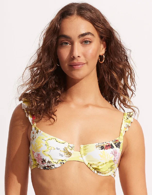 Forest Glow Sports Bra for Stability -Coast to Coast Underwire Bra Bikini Top - Wild Lime