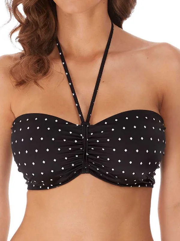 Zip-core swimwear -Jewel Cove Bandeau Bikini Top - Black