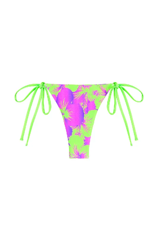 Purple sleek swimwear -Avalon Bottoms in Green Hibiscus