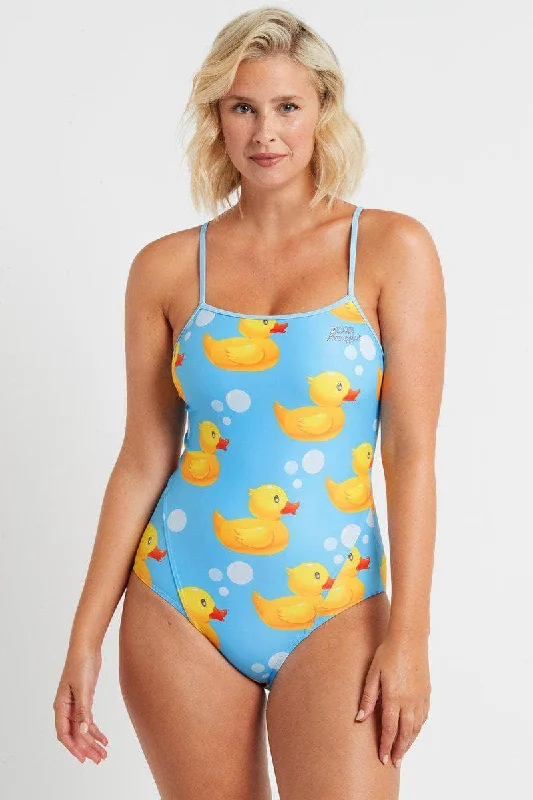 Camo flow swimwear -Thin Strap Racer in Rubber Ducks