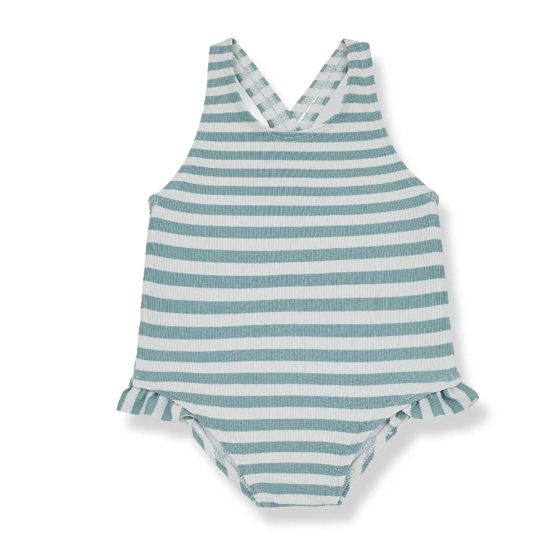 White flow swimwear -1 + IN THE FAMILY BLUE STRIPED SWIMSUIT [FINAL SALE]