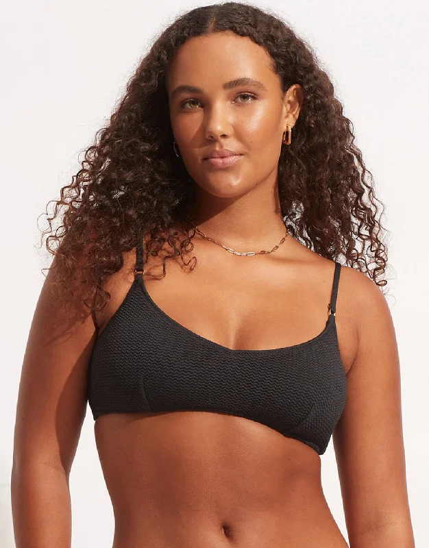 Aqua Two-Tone Sports Bra for Teens -Sea Dive Bralette Bikini Top - Black