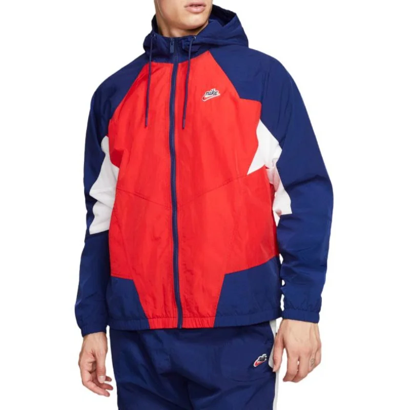 Short-run sports jacket -Nike Sportswear Heritage Windrunner Hooded Jacket Red/Blue  CJ4358-657 Men's