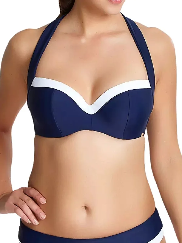 Ocean-fit swimwear -Anya Cruise Multiway Bikini Top - Navy/White