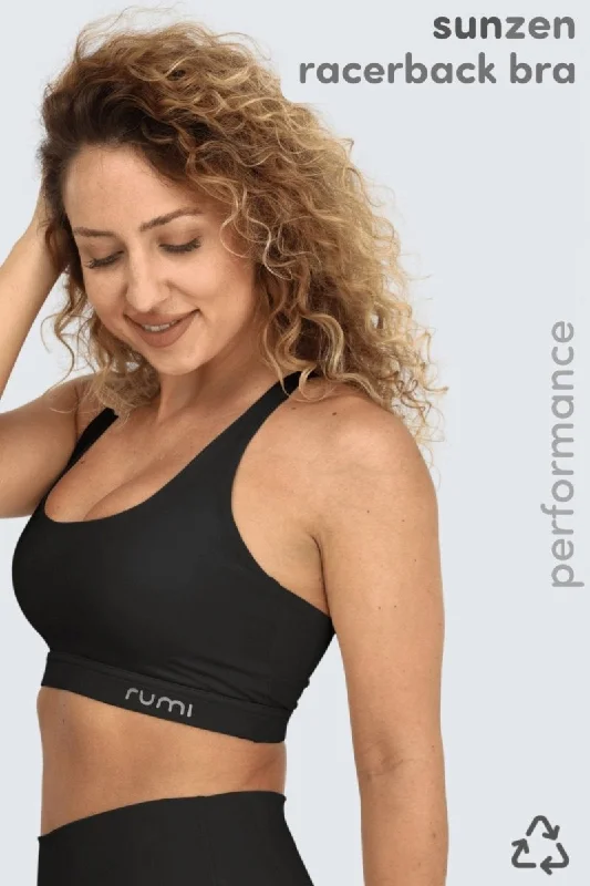 Forest Strong Sports Bra for Stability -W Sun Racer-Back Bra - Black