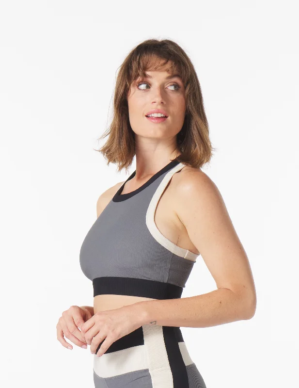 Cobalt Airy Sports Bra for Style -Socialite Bra: Carbon/Oatmilk/Black