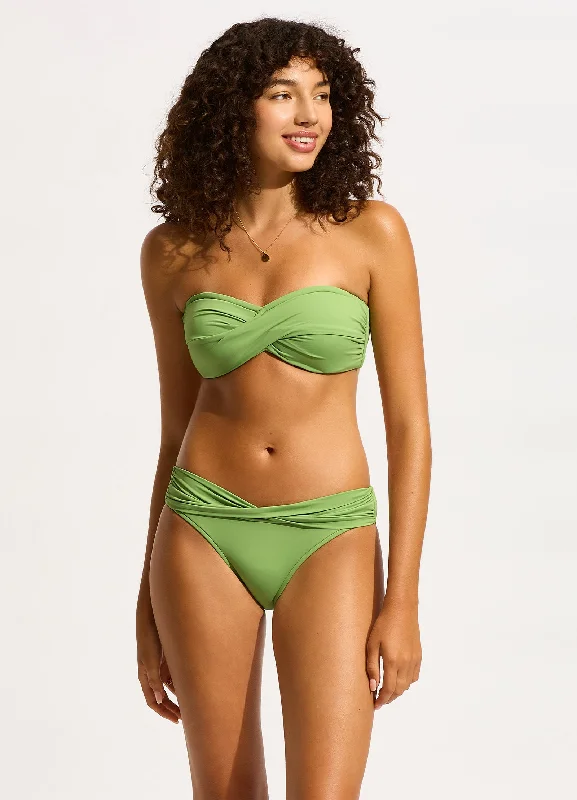 Stamp-fit swimwear -Seafolly Collective Twist Band Hipster - Sage