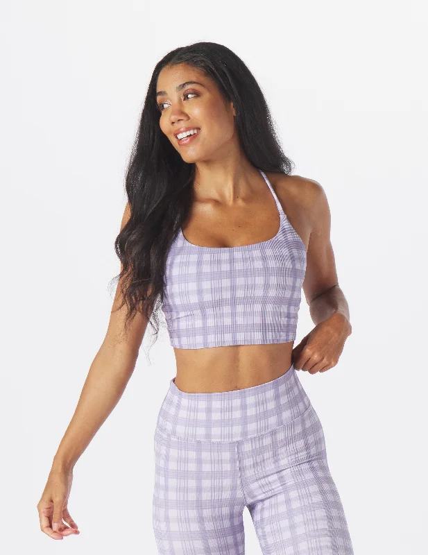 Slate Chic Sports Bra for Weights -Pure Bra: Amethyst Madras Plaid