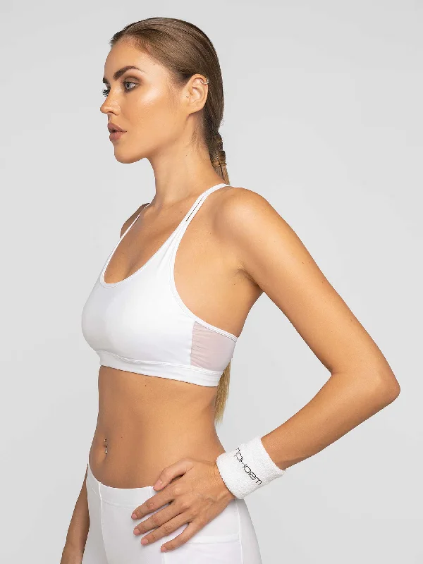 Burgundy Grip Sports Bra for Intensity -Classic Strappy Bra - White