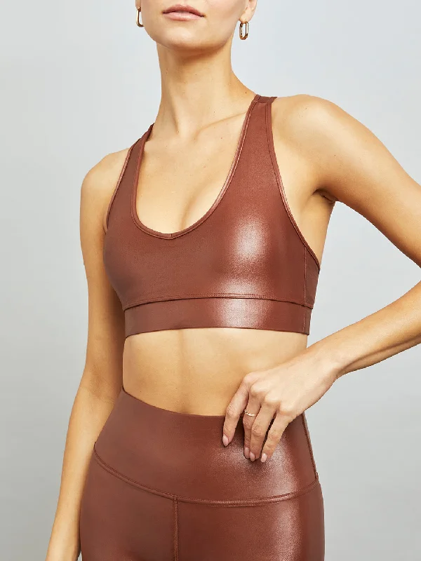 Burgundy Feather Sports Bra for Trend -Action Bra 2.0 in Takara Shine - Cappuccino