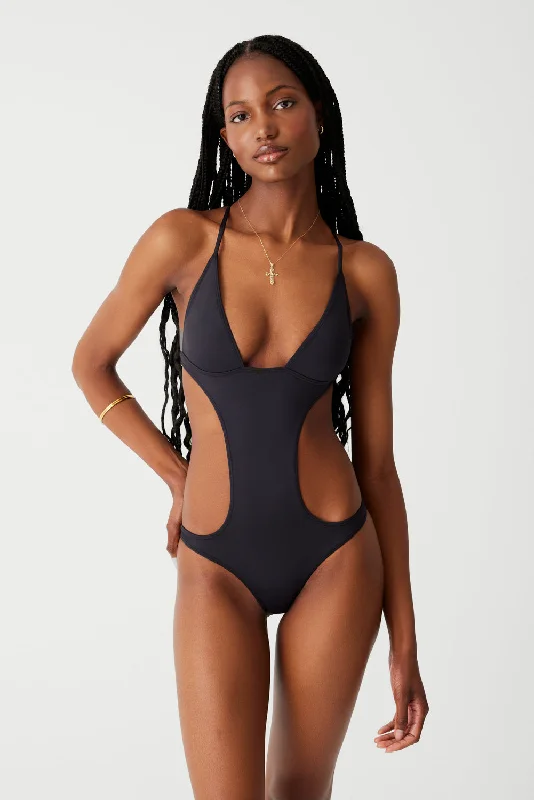 Stretch-chic swimwear -Cruise Monokini One Piece Swimsuit - Black