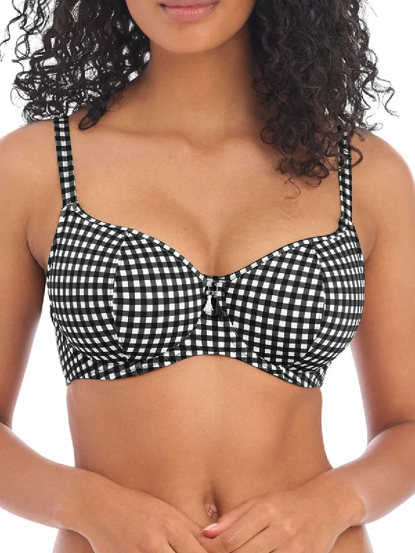 Smooth-chic swimwear -Check In Sweetheart Bikini Top - Monochrome