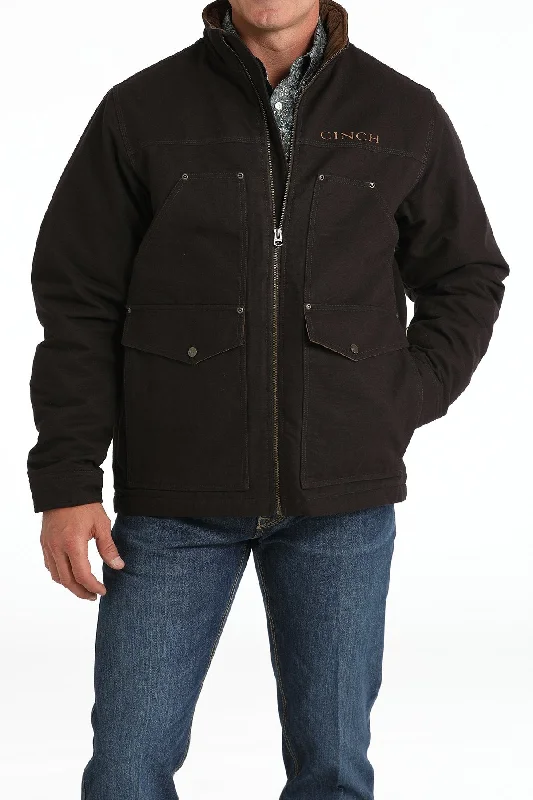 Chic-flow sports jacket -Men's Concealed Carry Canvas Jacket - Brown - (MWJ1068004)