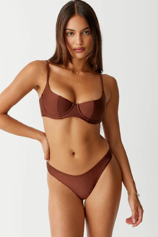 Air-core swimwear -Cola Underwire Balconette Bikini Top - Cinnamon