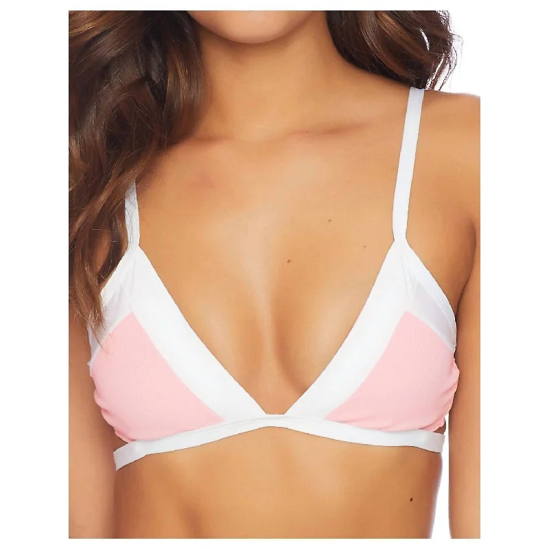 Amber Lock-In Sports Bra for Versatility -Color Blocked Bralette Bikini Top In Pink