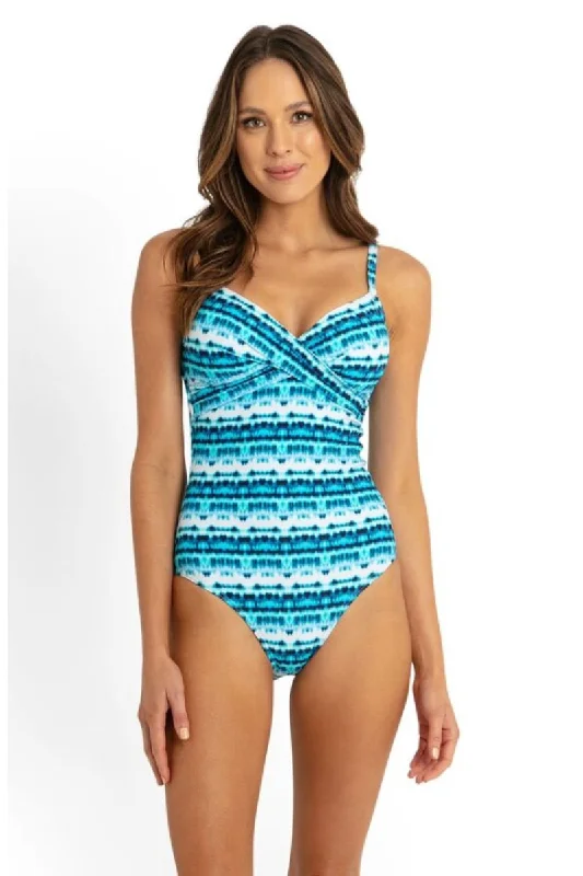 Air-fit swimwear -Sunseeker Jasmine Twist Front One Piece Blue