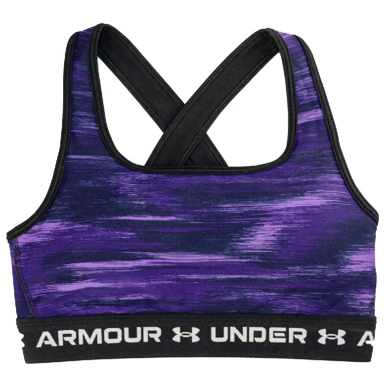 Sapphire Wild Sports Bra for Agility -Under Armour Mid Crossback Print Sports Bra - Womens - Purple/Lavish/White